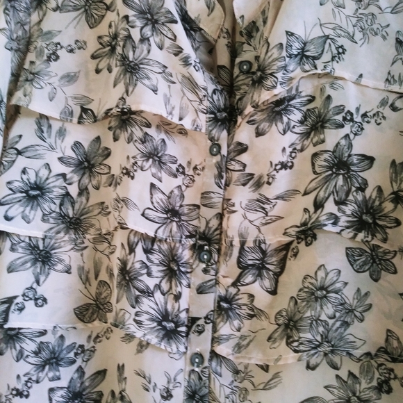 Brody Myles Women Floral Tan Button Down Blouse XL - Picture 4 of 10